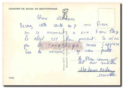 Zachód słońca nad Morzem Śródziemnym — Wydawnictwo S.E.P.T. - 35, Bulwar Garibaldi, Włochy — n° 0/242 — Rewers