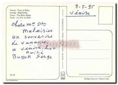 Ponte di Rialto — Veneza — S.A.T. Srl - VE 48 — Verso