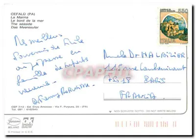 Cefalù — A Marina — Ed. Enzo Amoroso, CEF 7/12 — Verso