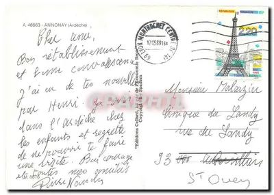 Annonay — widok panoramiczny — Wydawnictwo Callard — Rewers