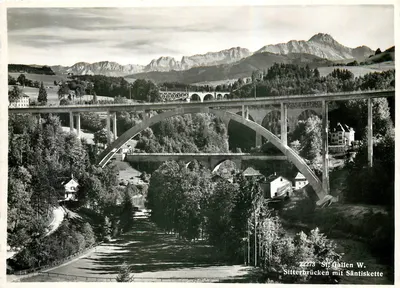 St. Gallen — Ponte Sitterbrücken com Säntiskette — foto Gross, Nr. 22273