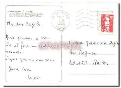 Gorges da Jonte — O vaso de Sèvres dominando as gorges, aldeia de Peyreleau — S.A. Cartes Postales A.P.A. P.O.D.X. — Verso