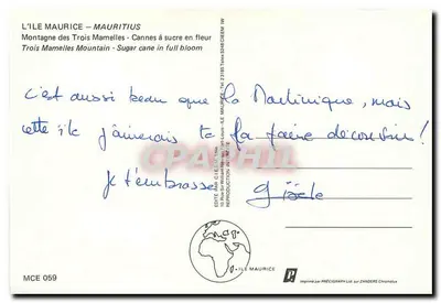 Montanha das Três Mamelas — Cana-de-açúcar em flor — Editora CIEEM, n° MCE 059 — Verso
