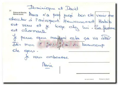 Scena z rynku — Dominique i David — wydawca WANGATILEN, nr 21 — Rewers