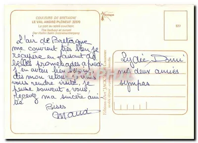 Le Val André — Porto ao pôr do sol — Edições de Arte 'Jack' n°577 — Verso
