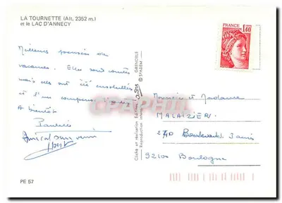 La Tournette (Wys. 2352 m.) i Jezioro Annecy — Wydawnictwo Grenoble Éditions SPADEM — Rewers