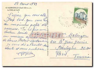 Alberobello — A Cidade dos Trulli — editor S.C. Trimboli — Verso