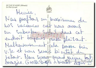 Cap d'Agde (Hérault) — Port w nocy — Éditions Mar - 4, Boulevard de Cimiez - Nice — Rewers