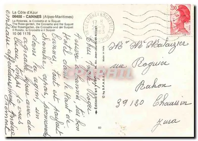 Cannes — La Roseraie, la Croisette et le Suquet — Wydawnictwo Sztuki Yvan — Rewers