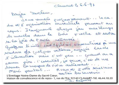 O Ermitório Nossa Senhora do Sagrado Coração — Casa de Convalescência e Descanso — Clamart — Verso