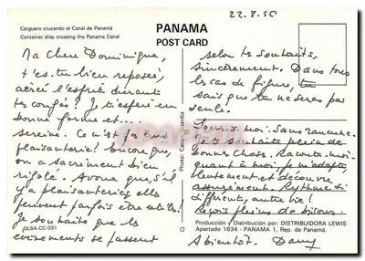 Navio porta-contêiner cruzando o Canal do Panamá — Produção e Distribuição por: DISTRIBUIDORA LEWIS — Verso