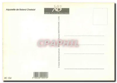 Port Sainte-Adresse — widok portu z łodziami — akwarela Rolanda Chefelata — Rewers