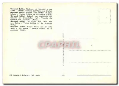 Madona com o Menino e duas santas — Giovanni Bellini — Ed. Benedetti Roberto, n° 165 — Verso