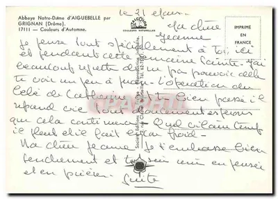 Abadia Notre-Dame d'Aiguebelle — Grignan (Drôme) — Cores de Outono — Edições Naturelles — Verso