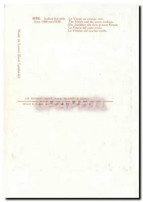 A Virgem com o travesseiro verde — Andréa Solario (cerca de 1460-cerca de 1538) — Les Éditions Nomis, Paris — Verso