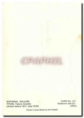 Madonna i Dziecko — reprodukcja — National Gallery, Londyn, numer karty 131 — Rewers