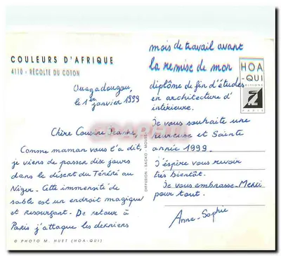 Zbieranie bawełny — Ouagadougou, Burkina Faso — HOA-QUI ÉDITIONS, n°4110 — Rewers