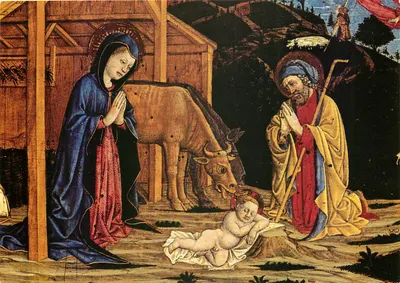 Natividade — detalhe da Natividade — Giovanni Francesco da Rimini (Padova, ?-1470)