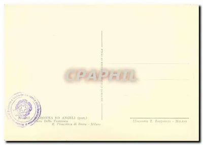 Madonna degli Angeli (part.) — dettaglio della Vergine con il Bambino — editore Z. Zacchetti, Milano, n° 1922 — Verso