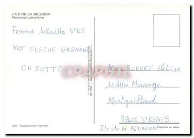 Kwiaty geranium — Série Actuelle N°45 — SOGEPRO Christian Fontaine — Rewers