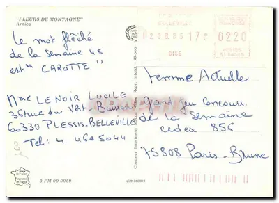 Kwitki górskie — Arnica — Combièr Interd, Imprimerie — Rewers