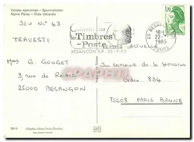 Błękitna fiołka z klinem — Gra N° 43 — Gérophone Wydawnictwo Deriaz Baulmes — Rewers