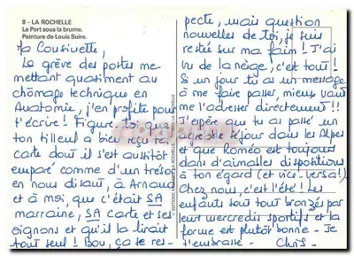 La Rochelle — Port pod mgłą — Obraz Louis Suire — Wydawnictwo Maligny — Rewers