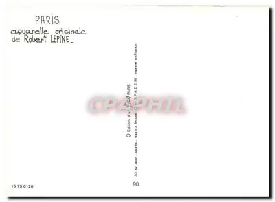 Place des Vosges — Paryż — oryginalna akwarela Roberta Lepine — Rewers