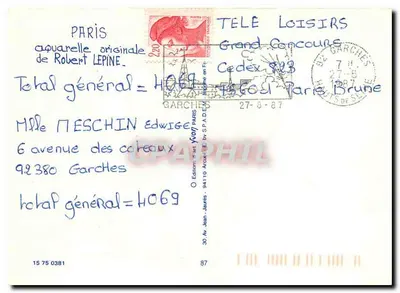 Dachy Paryża i Katedra Notre-Dame — aquatinta Roberta Lepine — Rewers