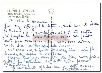 Wyspa Rousse — Stara ulica — oryginalna akwarela Roberta Lepine — Rewers