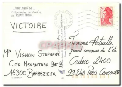 Monte Maggiore — oryginalna akwarela Roberta Lepine — Wydawnictwo Sztuki Yvon Paris — Rewers