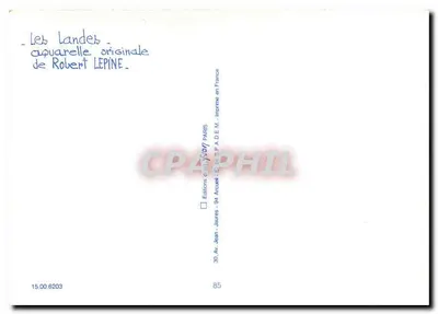 Cap-Ferret — widok na farbę i port — oryginalna akwarela Roberta Lepine — Rewers