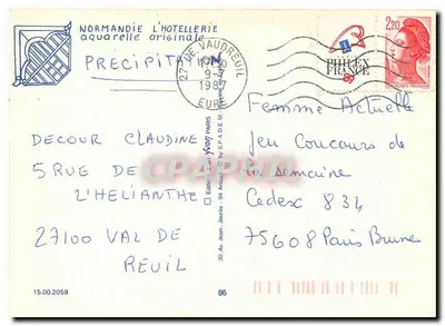 Normandie L'Hôtellerie — H. F. Carbonne N° 16 — Rewers