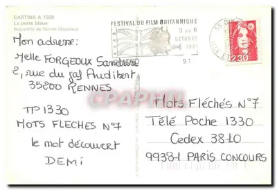 Niebieska brama — Aquarelka Nicole Massinoux — Wydawnictwo La Norelle — Rewers