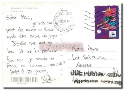 Montmartre y el Sacré-Cœur — Foto C. Jamet — Socorro telefónico oral — Pau R.P. 20-12-1996 — Reverso