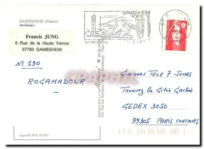 GAMBSHEIM, Rada Miejska — akwarela Willy'ego KUHN — Wydawnictwo Sztuki "Marrara" — Rewers