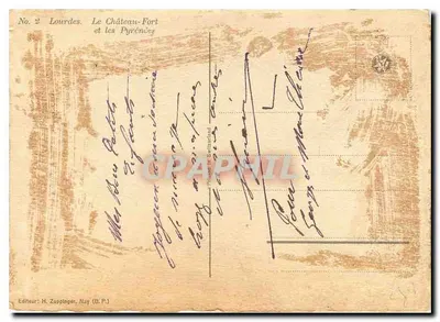 Lourdes. Zamek-Fort i Pireneje — H. Zuppinger, Nay (B.P.) — Rewers