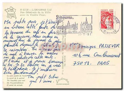 Libourne — vista aérea geral com a Torre Velha — Editor Elcéc — Verso