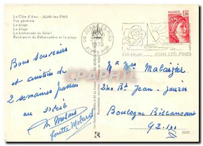Juan-les-Pins — Vista geral — Les Éditions « MAB » — Verso