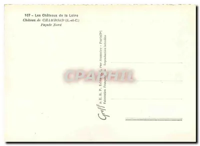 Castelo de Chambord — Fachaleta Norte — S.E.R.P. Editor, rua Aumaire, Paris — Verso