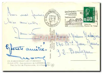 Bagnères-de-Luchon — Uitzicht op het dorp en de Col de Peyresourde — Maatschappij van Antieke Ansichtkaarten APA-POUX — Achterkant