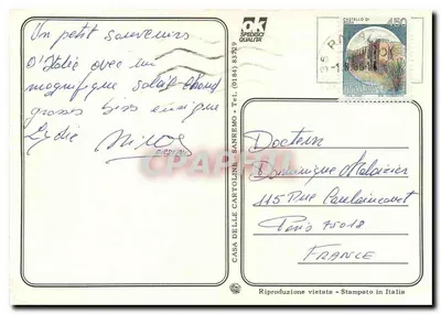 Rapallo — widok panoramiczny z trzema wignietami — Casa delle Cartoline, Sanremo — Rewers