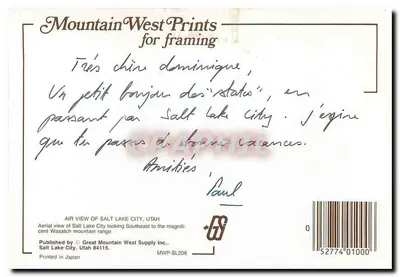 Salt Lake City — vista aérea — Mountain West Prints — Verso