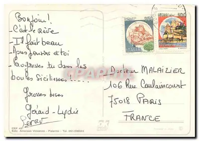 Cefalù — widok panoramiczny i zabytkowe miejsca — Édiz. Amoroso Vincenzo, Palerme — Rewers