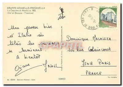 Cascata de Nardis — Val di Genova, Trentino — Edições «Hermes» N. 4044 — Verso