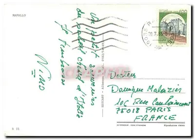 Rapallo — widok portu i miasta — Edicart — Rewers