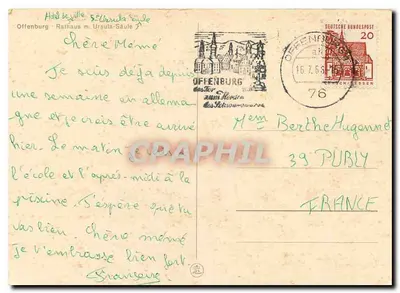 Offenburg — Rathaus con Colonna di Ursula — Deutsche Bundespost — Verso