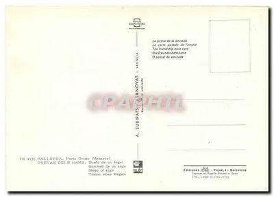 Cuevas dels Hams — Porto Cristo (Manacor) — A. Subirats Canovas, n° 1735 — Verso