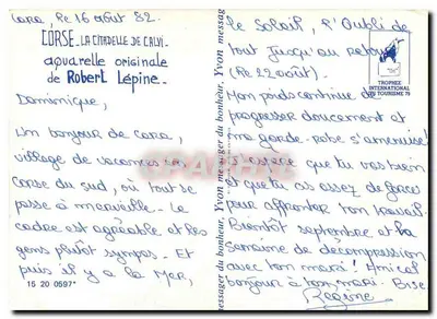 Twierdza w Calvi — widok panoramiczny — oryginalna akwarela Roberta Lépine — Rewers