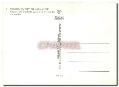 Desembarque na Normandia — Chegada dos Reforços Aliados na Normandia — Artaud Frères, Editores, Nantes-Carquefou — Verso